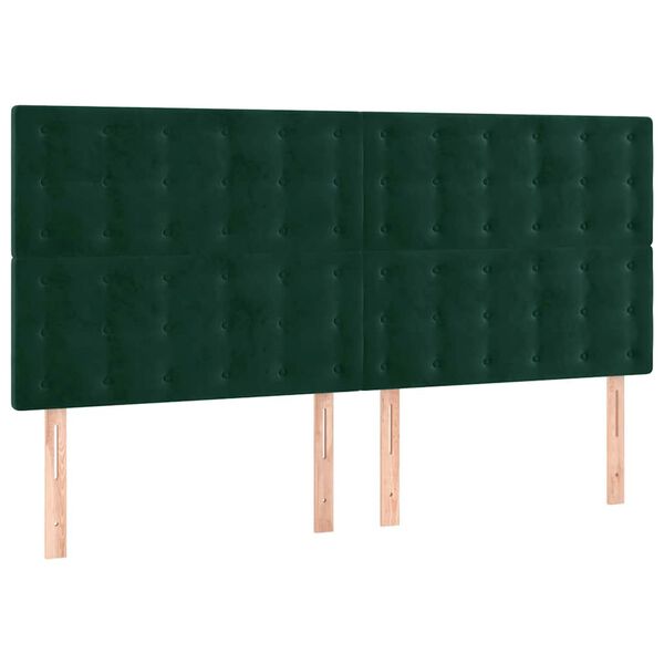 vidaXL LED Kopfteil Dunkelgr&uuml;n 200x5x118/128 cm Samt
