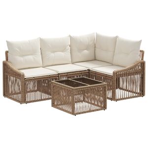vidaXL Gartensofa-set 5 stk. Beige Poly-Rattan