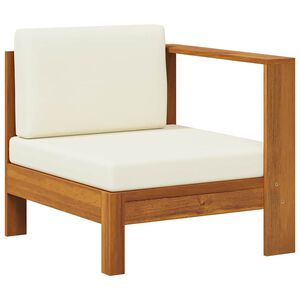 vidaXL Mittelsofa mit 1 Armlehne Cremewei&szlig; Massivholz Akazie