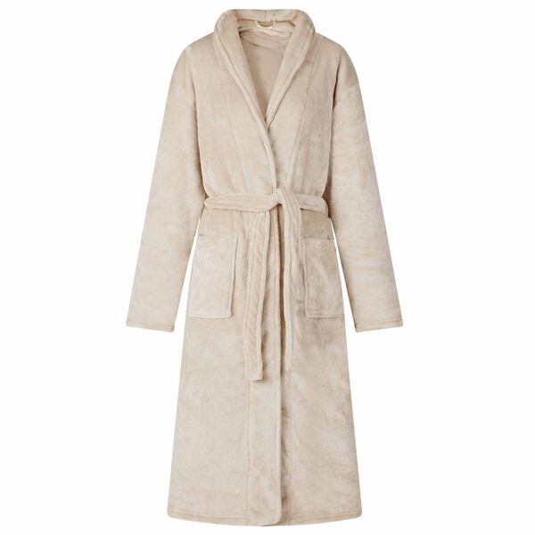 vidaXL Bademantel ohne Kapuze Beige L Flanell