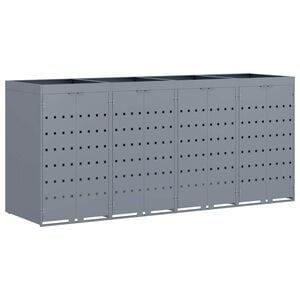 vidaXL Wagenm&uuml;llbeh&auml;lter f&uuml;r 4 Beh&auml;lter Hellgrau 272 x 77,5 x 121,5 cm