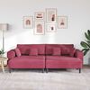 vidaXL Sofa mit Kissen 3 pcs Weinrot Samt