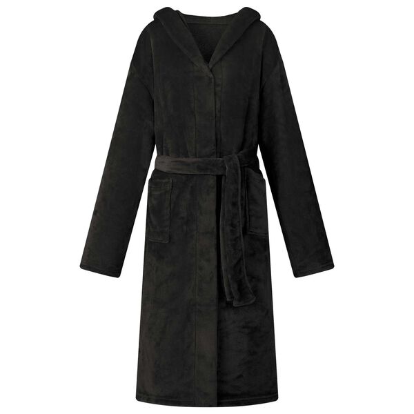 vidaXL Bademantel Hoodie Schwarz L Flanell