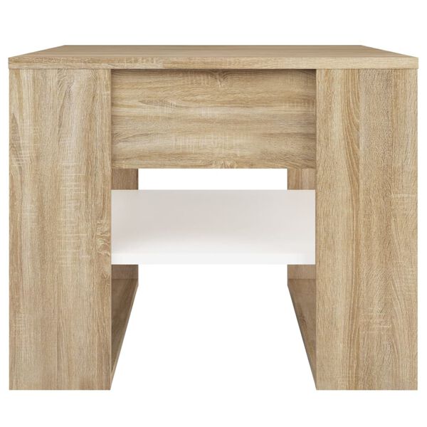 vidaXL Couchtisch Wei&szlig; Sonoma-Eiche 55,5x55x45 cm Holzwerkstoff