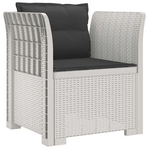 vidaXL 1-Sitzer Sessel mit Kissen Rattan-Look PP Wei&szlig;