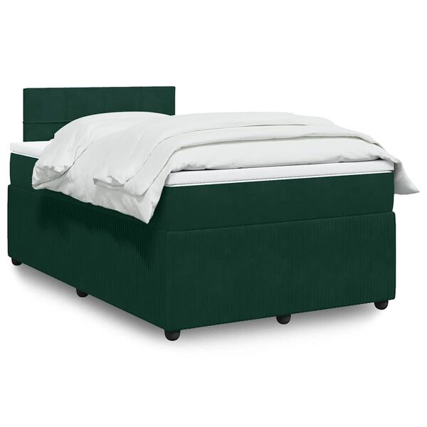 vidaXL Boxspringbett mit Matratze Dunkelgr&uuml;n 120x200 cm Samt