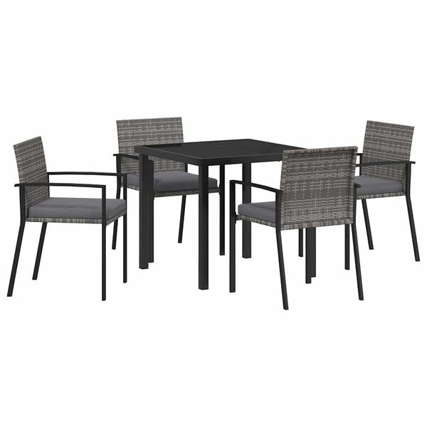 vidaXL Garten Essgruppe 5 pcs Grau Pulverbeschichteter Stahl