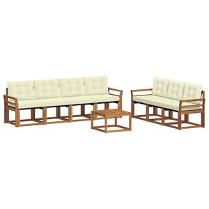 vidaXL Outdoor-Sofagarnitur mit Kissen 8 pcs Natur und Creme