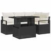 vidaXL Garten-Sofa-Set mit Speicher 5 pcs Schwarz Poly Rattan