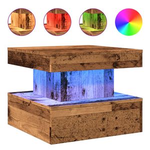 vidaXL Couchtisch mit LED-Leuchten Altholz-Optik 50x50x40 cm