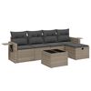 vidaXL 6-tlg. Garten-Sofagarnitur mit Kissen Grau Poly Rattan