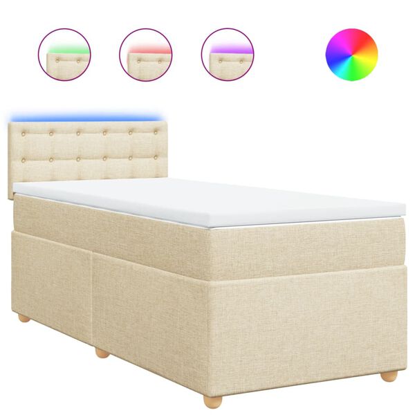 vidaXL Boxspringbett mit Matratze Creme 100x200 cm Stoff