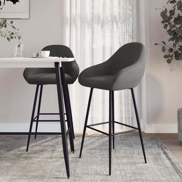 vidaXL Barhocker 2 Stk. Dunkelgrau Samt