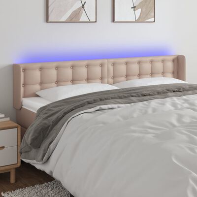 vidaXL LED Kopfteil Cappuccino-Braun 183x16x78/88 cm Kunstleder