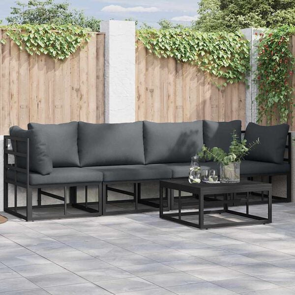 vidaXL Gartensofa-set 4 pcs Schwarz Metall