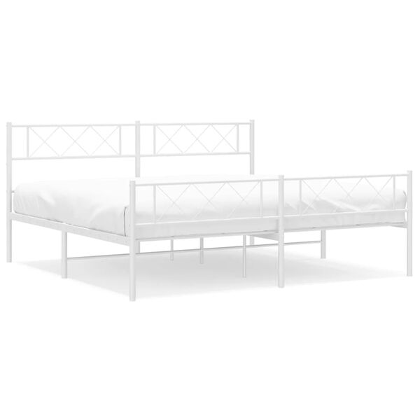 vidaXL Bettgestell mit Kopf- und Fu&szlig;teil Metall Wei&szlig; 200x200 cm