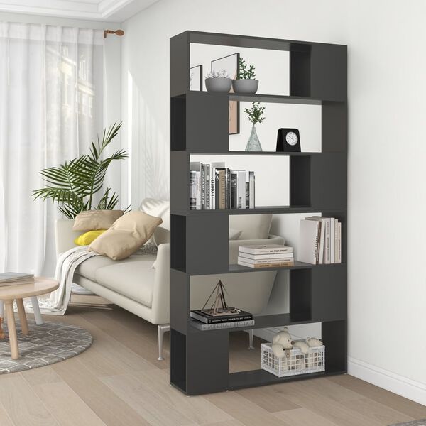 vidaXL B&uuml;cherregal Raumteiler Grau 100x24x188 cm