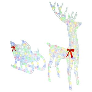 vidaXL Rentier Zieh Schlitten 200 LEDs Bunt 70 x 26 x 129 cm Acryl