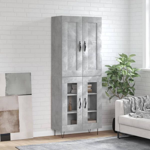 vidaXL Highboard Betongrau 69,5x34x180 cm Holzwerkstoff