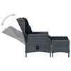 vidaXL Gartensessel Verstellbar mit Fu&szlig;hocker Poly-Rattan Dunkelgrau