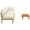 vidaXL Sofa Set mit Kissen Uni 4 pcs Creme Massivholz Akazie