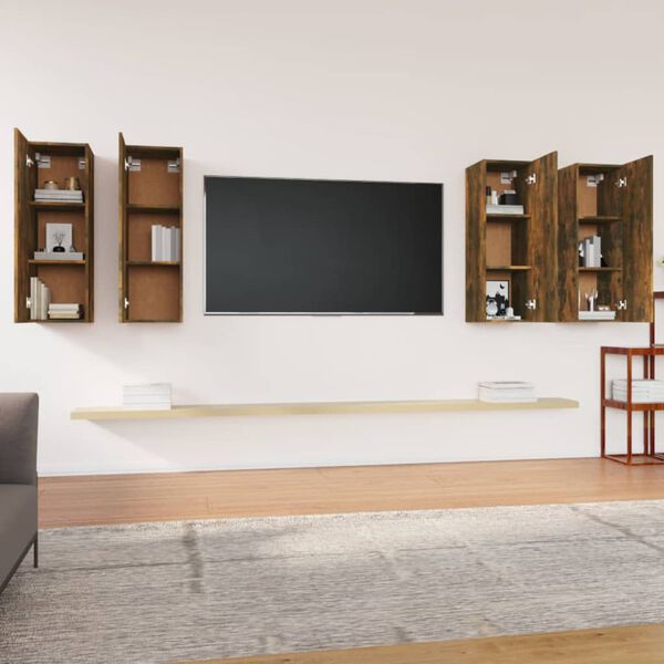 vidaXL TV-Schr&auml;nke 4 Stk. R&auml;uchereiche 30,5x30x90 cm Holzwerkstoff