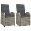 vidaXL Garten-Liegest&uuml;hle mit Kissen 2 Stk. Grau Poly Rattan