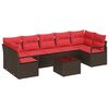 vidaXL Sofa Set 8 stk. 7-Sitzanzahl Braun und Rot Poly-Rattan