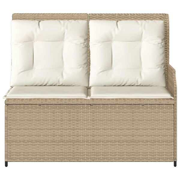 vidaXL Gartenbank mit Kissen Beige Poly Rattan