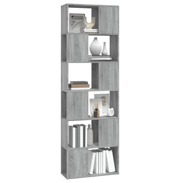 vidaXL B&uuml;cherregal/Raumteiler Grau Sonoma 60x24x186 cm