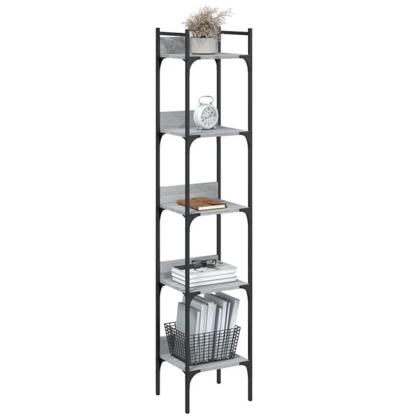 vidaXL B&uuml;cherregal 5 B&ouml;den Grau Sonoma 35x30x174 cm Holzwerkstoff