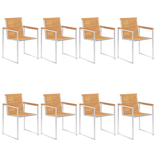vidaXL Gartenst&uuml;hle 8 Stk. mit Kissen Massivholz Teak