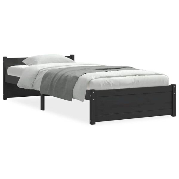 vidaXL Massivholzbett Schwarz 90x200 cm