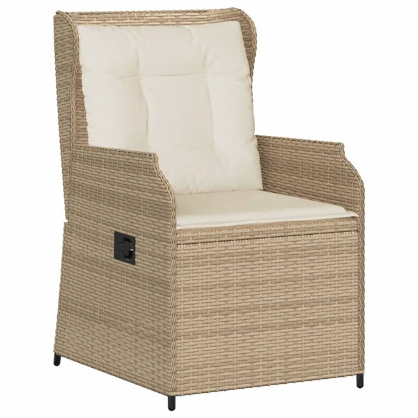 vidaXL Gartensessel mit Kissen 2 Stk. Verstellbar Beige Poly Rattan