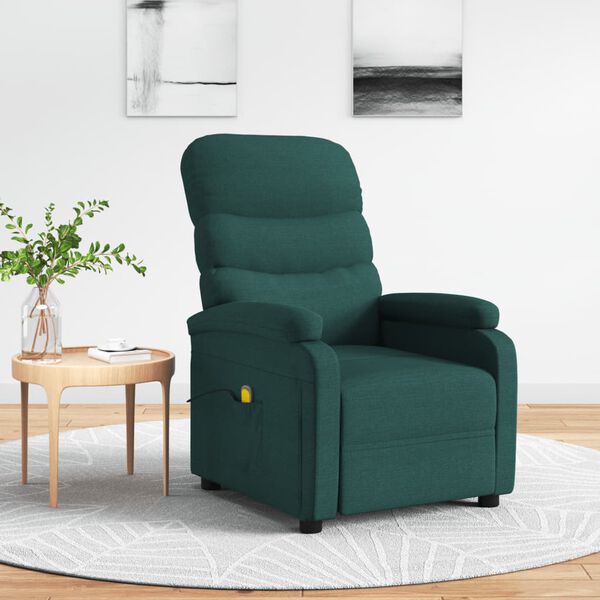 vidaXL Massagesessel Dunkelgr&uuml;n Stoff