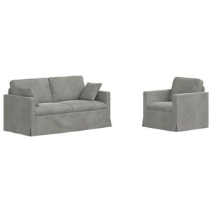 vidaXL Sofa Set 2 stk. Hellgrau Samt