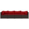 vidaXL 4-tlg. Garten-Lounge-Set mit Kissen Braun Poly Rattan