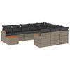 vidaXL 11-tlg. Garten-Sofagarnitur mit Kissen Grau Poly Rattan