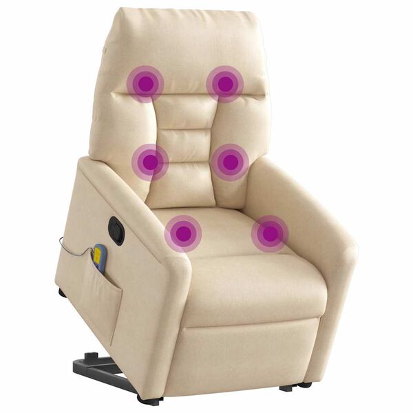 vidaXL Massagesessel mit Aufstehhilfe Beige Mikrofasergewebe