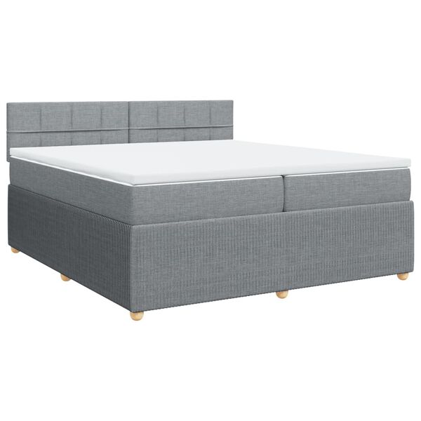 vidaXL Boxspringbett mit Matratze Hellgrau 200x200 cm Stoff