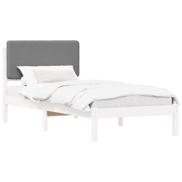 vidaXL Bettgestell mit gepolstertem Kopfteil Hellgrau 75 x 190 cm