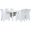 vidaXL 7-tlg. Garten-Essgruppe Kunststoff Wei&szlig; Rattan-Optik