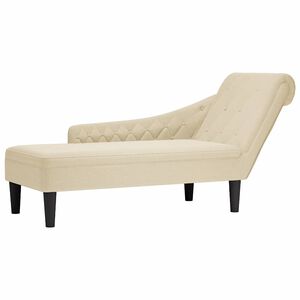 vidaXL Chaiselongue mit Kissen und Rechter Armlehne Creme Stoff