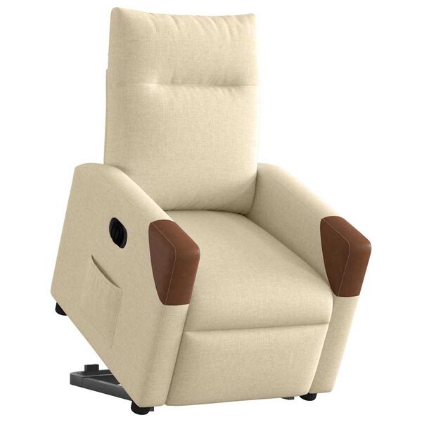 vidaXL Relaxsessel mit Aufstehhilfe Elektrisch Creme Stoff