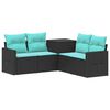 vidaXL Sofa Set 5 stk. Schwarz und Blau 179 x 179 x 85 cm