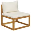vidaXL 5-tlg. Garten-Lounge-Set mit Auflagen Creme Massivholz Akazie