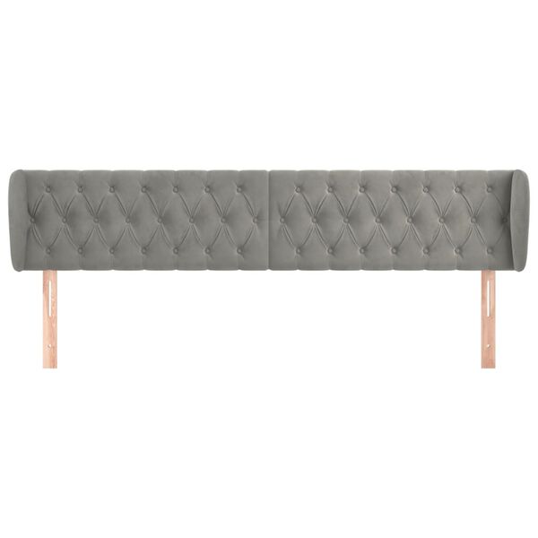 vidaXL Kopfteil mit Ohren Hellgrau 203x23x78/88 cm Samt