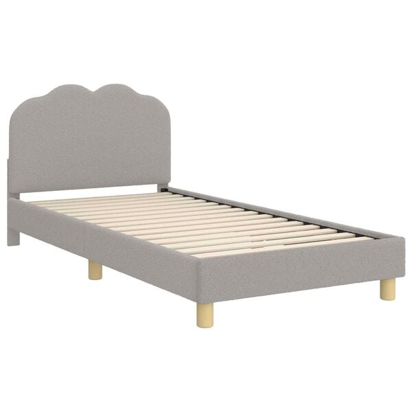 vidaXL Kinderbettgestell mit Kopfteil Hellgrau 80 x 200 cm Schafstoff