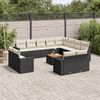 vidaXL 13-tlg. Garten-Sofagarnitur mit Kissen Schwarz Poly Rattan