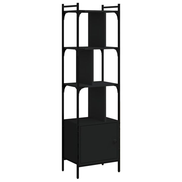 vidaXL B&uuml;cherregal mit T&uuml;r Schwarz 44,5x30x154,5 cm Holzwerkstoff